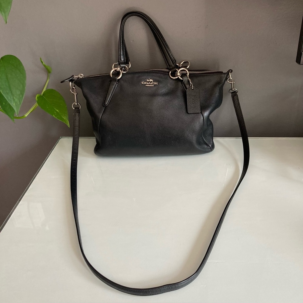 Coach Black Leather Kelsey Satchel Crossbody Bag